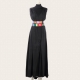 Abito nero con cintura patchwork